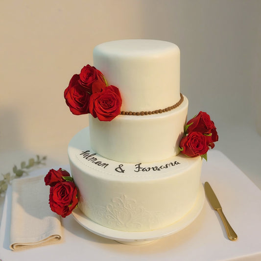 Crimson Rose Wedding Cake